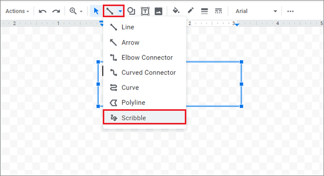 Select the Scribble option from the Lines drop-down menu