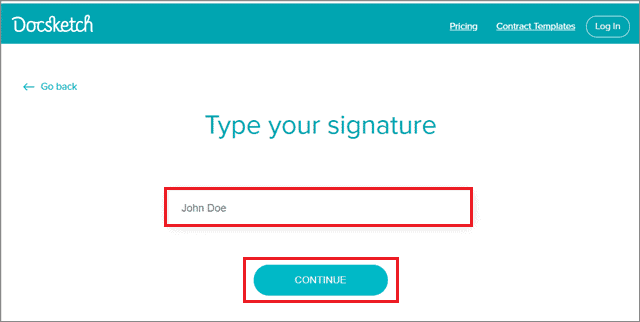 Write your name and click on Continue