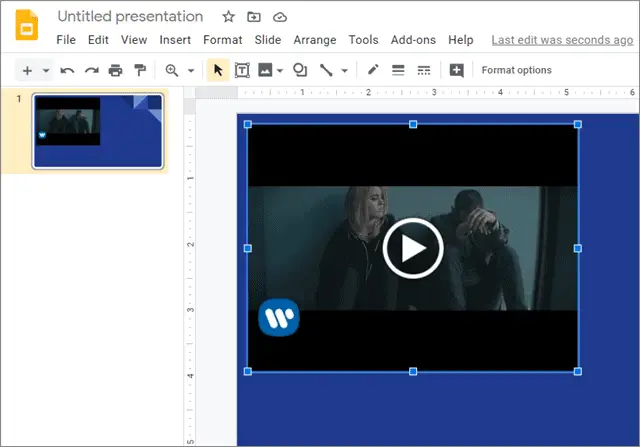 View the video inserted in the Google Slides presentation