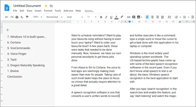 make columns in google doc and view the change in the document