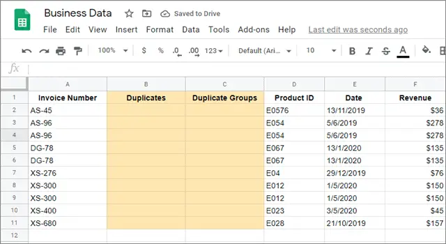 Add the columns to the right side of your unique order column