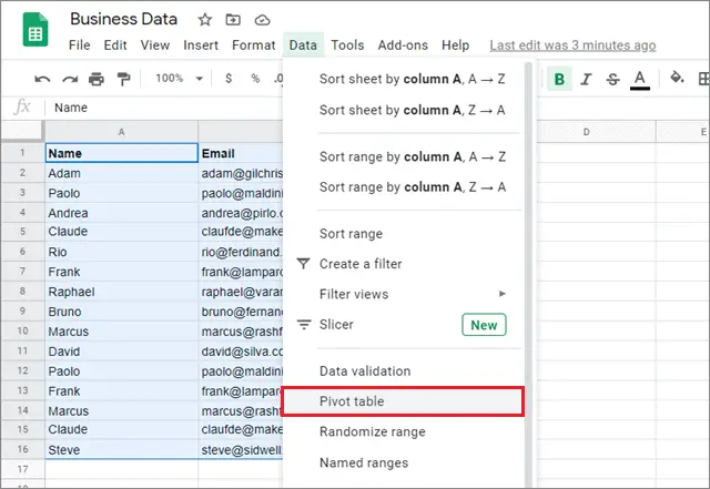 remove duplicates in google sheets with pivot table