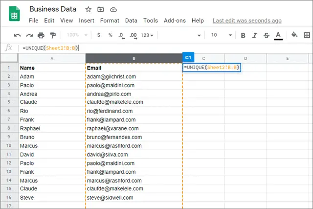 Select the column and enter the given formula