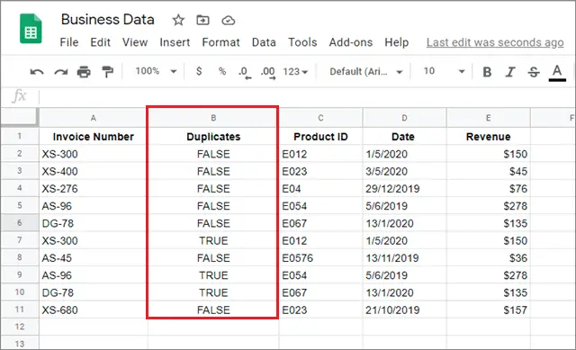 View the results and remove duplicates in google sheets