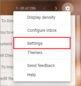 Click on the Gear icon and select Settings