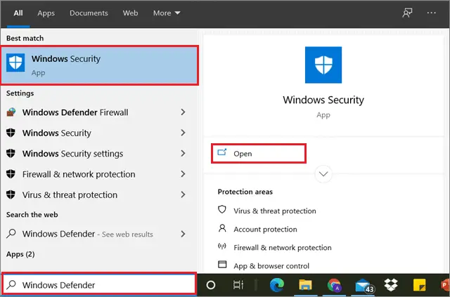 Open Windows Defender