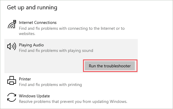  Run Playing Audio troubleshooter