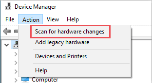Scan for hardware changes on your device to fix headphone jack not working