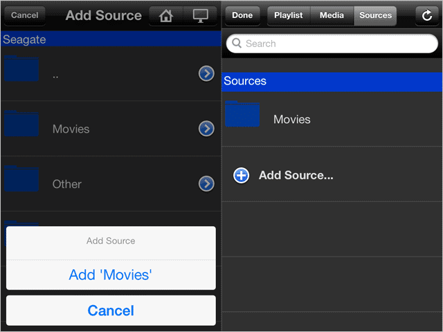 Add-media-sources-to-VLC-player-under-Sybu-Remote-Control-for-VLC-in-iOS
