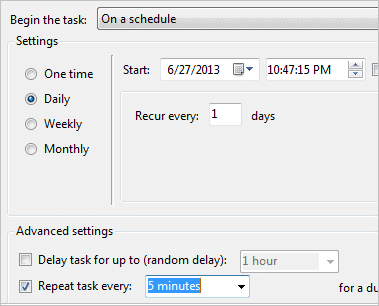 Schedule a file to run automatically every five minutes in Outlook Schedule-a-file-to-run-automatically-every-five-minutes-in-Outlook
