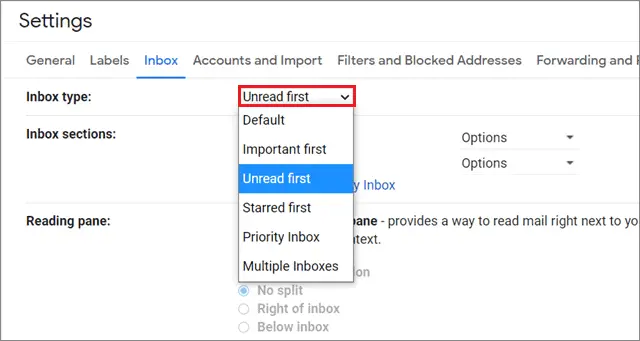  Change the Inbox type as per your preference
