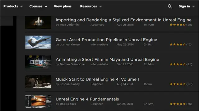 Unreal Engine Online Courses from Pluralsight