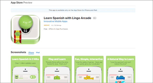 lingo arcade app to learn spanish