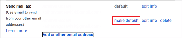 Set a default Send email as address