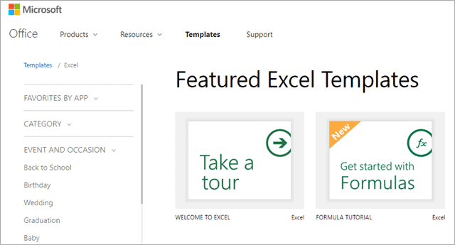 microsoft free excel templates