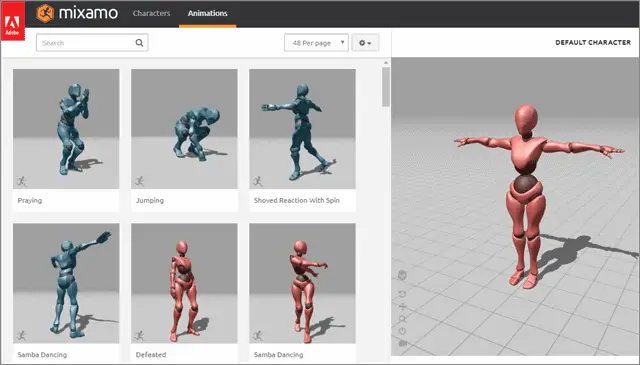 mixamo how to make 3d animation