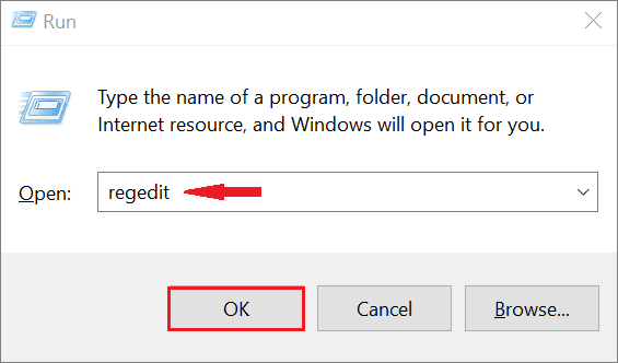 Open the Registry Editor through the Run command to disable windows key