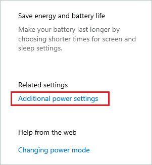 open Additional Power Settings