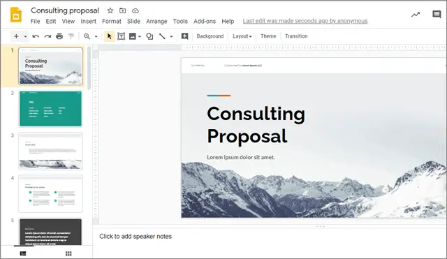 Open a Google Slides presentation