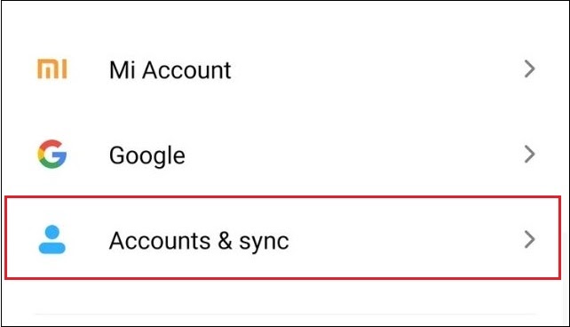 Choose Accounts & sync