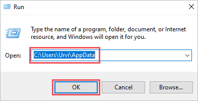 Open AppData folder via Run