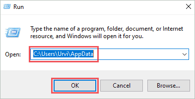 Open AppData folder via Run