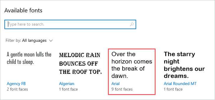 open arial font