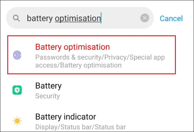 Search battery optimization