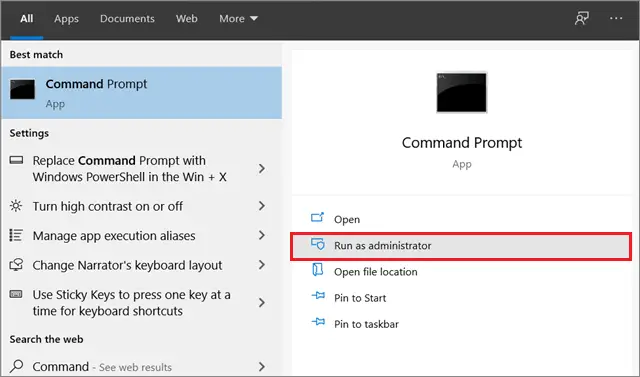 Open Command prompt for how to change priority in task manager windows 10