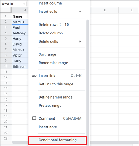 Click on the Conditional formatting option
