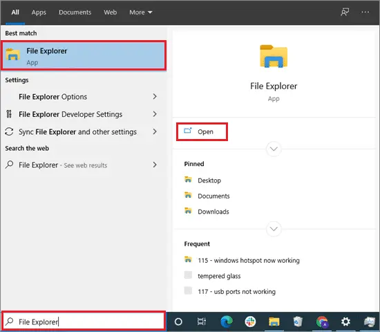 open file explorer