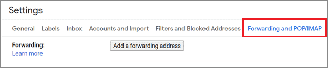 Open forwarding settings to merge gmail accounts