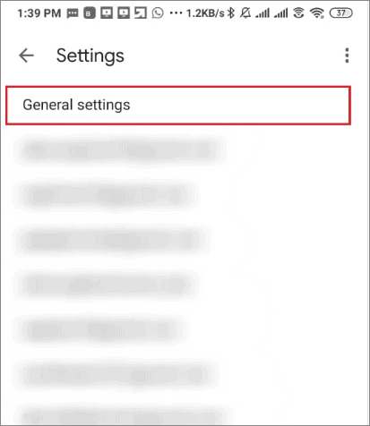 Select General settings