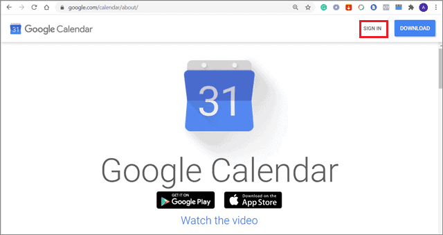 Sign in to Google Calendar