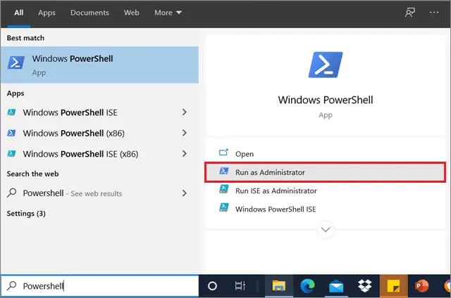 Open the PowerShell window