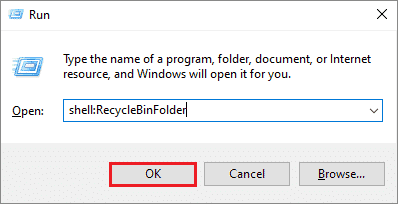 open recycle bin in windows 10 using run command