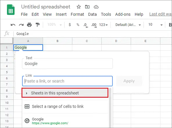 open the link insertion dialog box