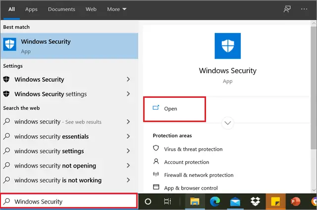 Open Windows Defender