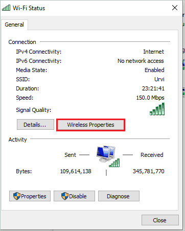 Click on Wireless Properties