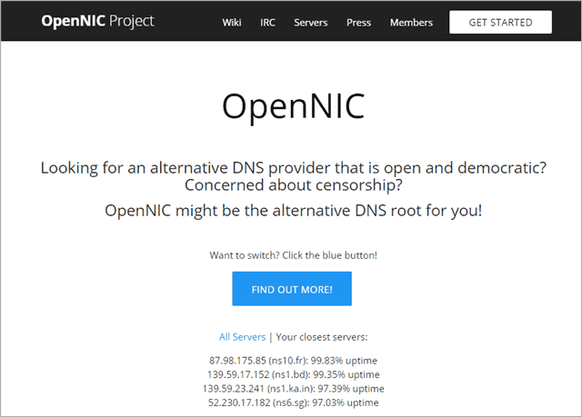 opennic best dns server