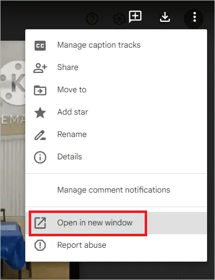 Select Open in new window