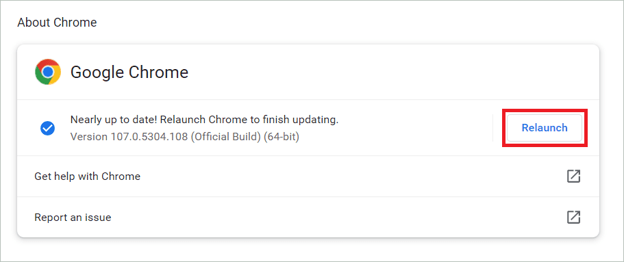 Click Relaunch button