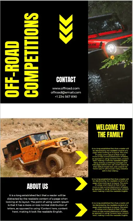 Black Off-Road Competition Brochure Template