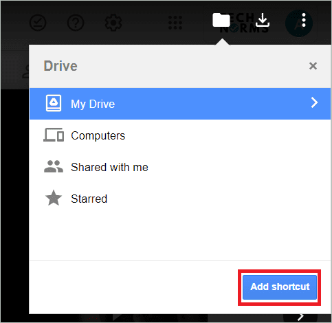 Click Add shortcut