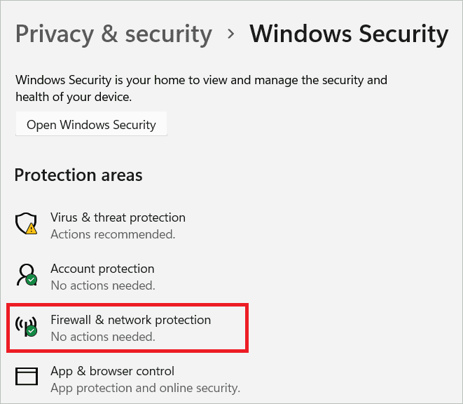 Firewall & network protection