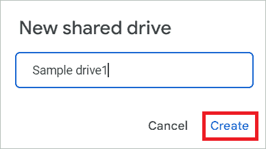 Give the drive name and click Create