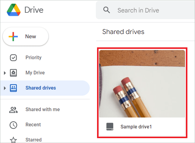 Double-click on the shared drive