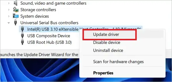 Select Update driver