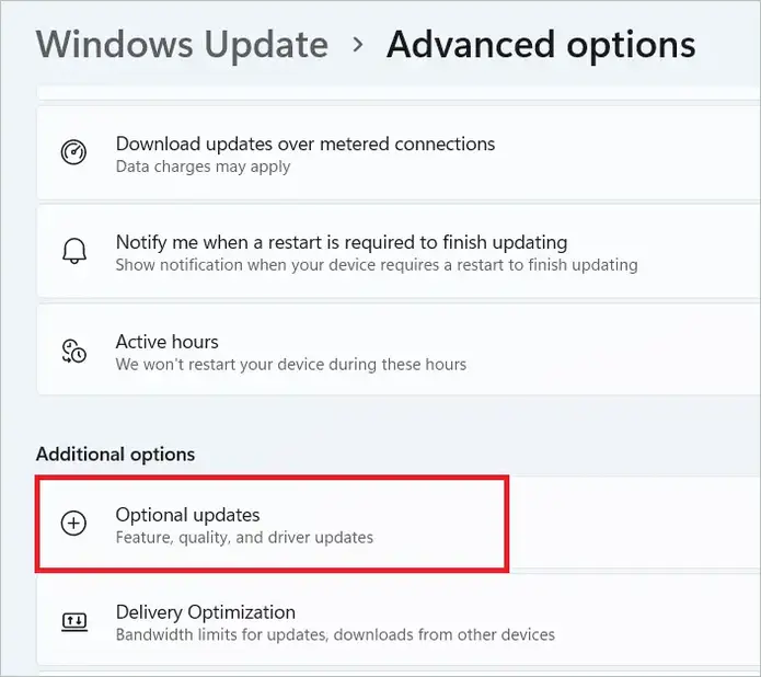 Select Optional updates