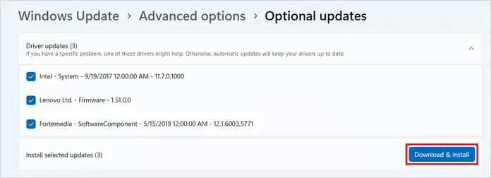 Click the Download & install button